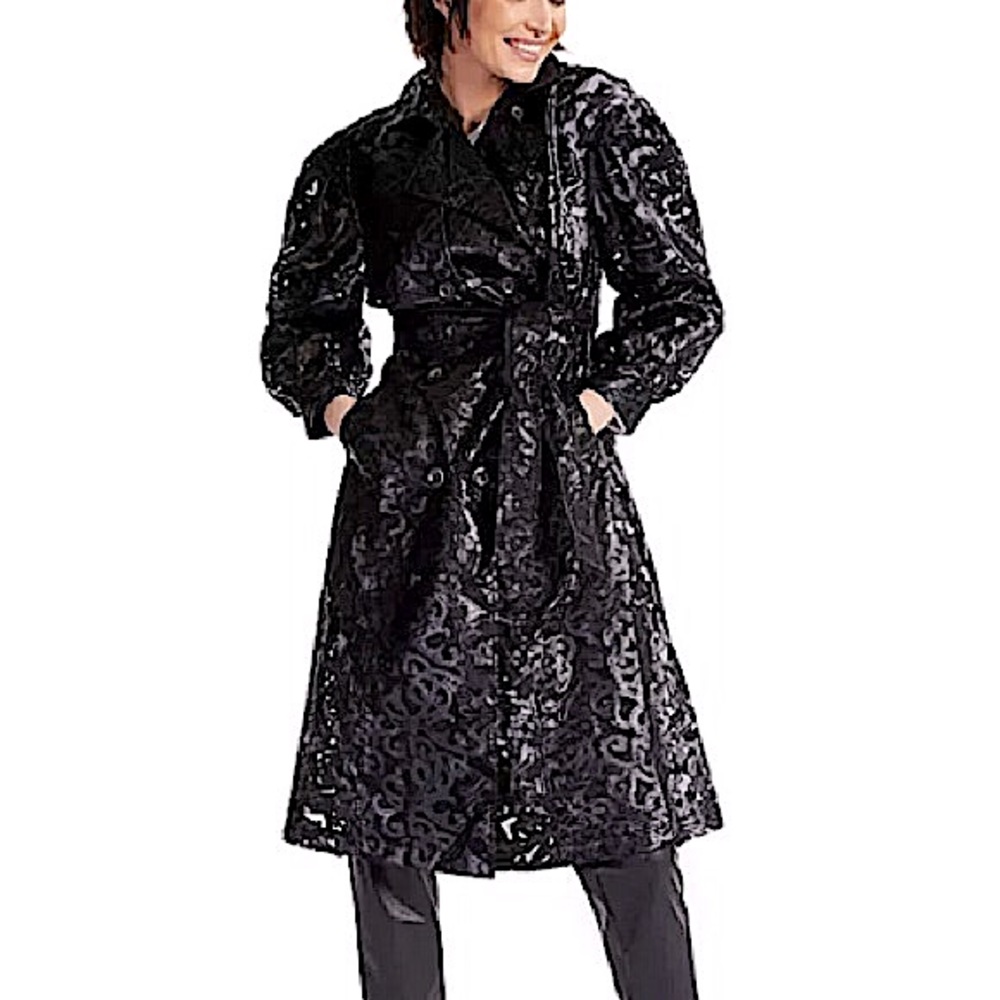 INC ILLUSION LACE TRENCH COAT